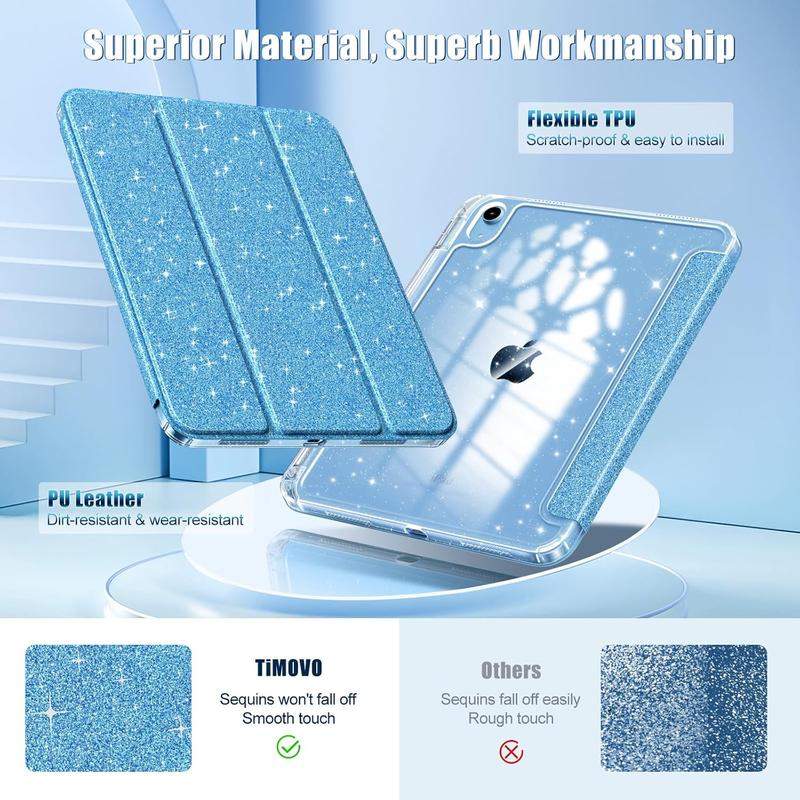 Shiny Clear iPad Case | Glitter Back Cover with Pencil Holder for iPad 10th & 11th Gen