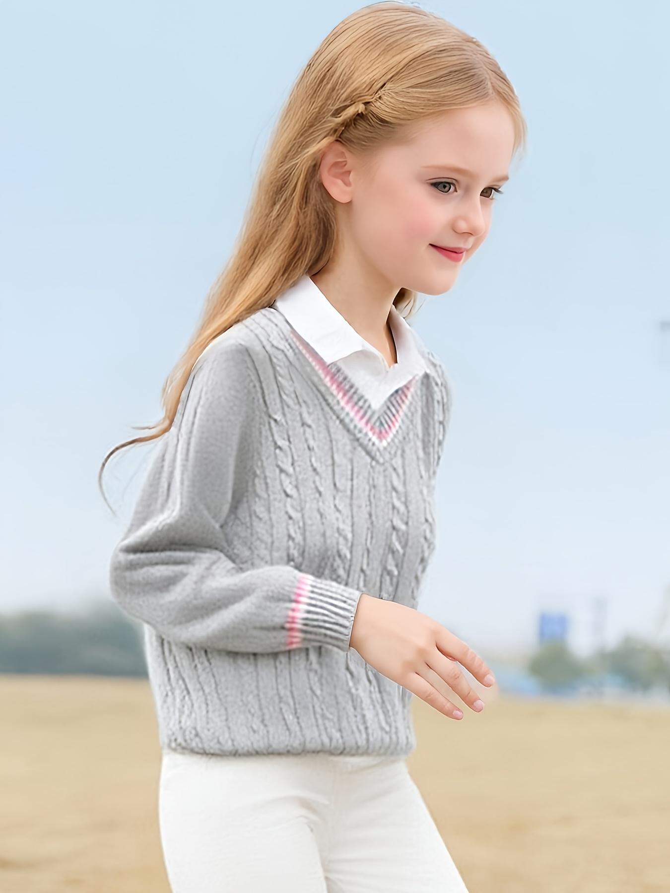 Girls' Sweater Pullover, Christmas Outfit for Kids, Trendy Piece for Teens, Fashionable Girls' Clothing, Middle School Girls' Clothing, 7 to 8 Years Old, 10 to 12 Years Old, Knit, Tops