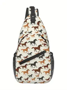 Cool Horse Printed themed Cross body bag Shoulder Chest Sling Bags Backpacks, Fashion Casual Pack Crossbody Bags Daypack Multipurpose for Travel Outdoors Running Hiking Camping