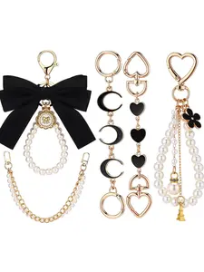 Gold Pearl Ribbon Bow Bag Extender Chain 5PCS Handbag Shoulder Strap Replacement Charm Handbag Accessory