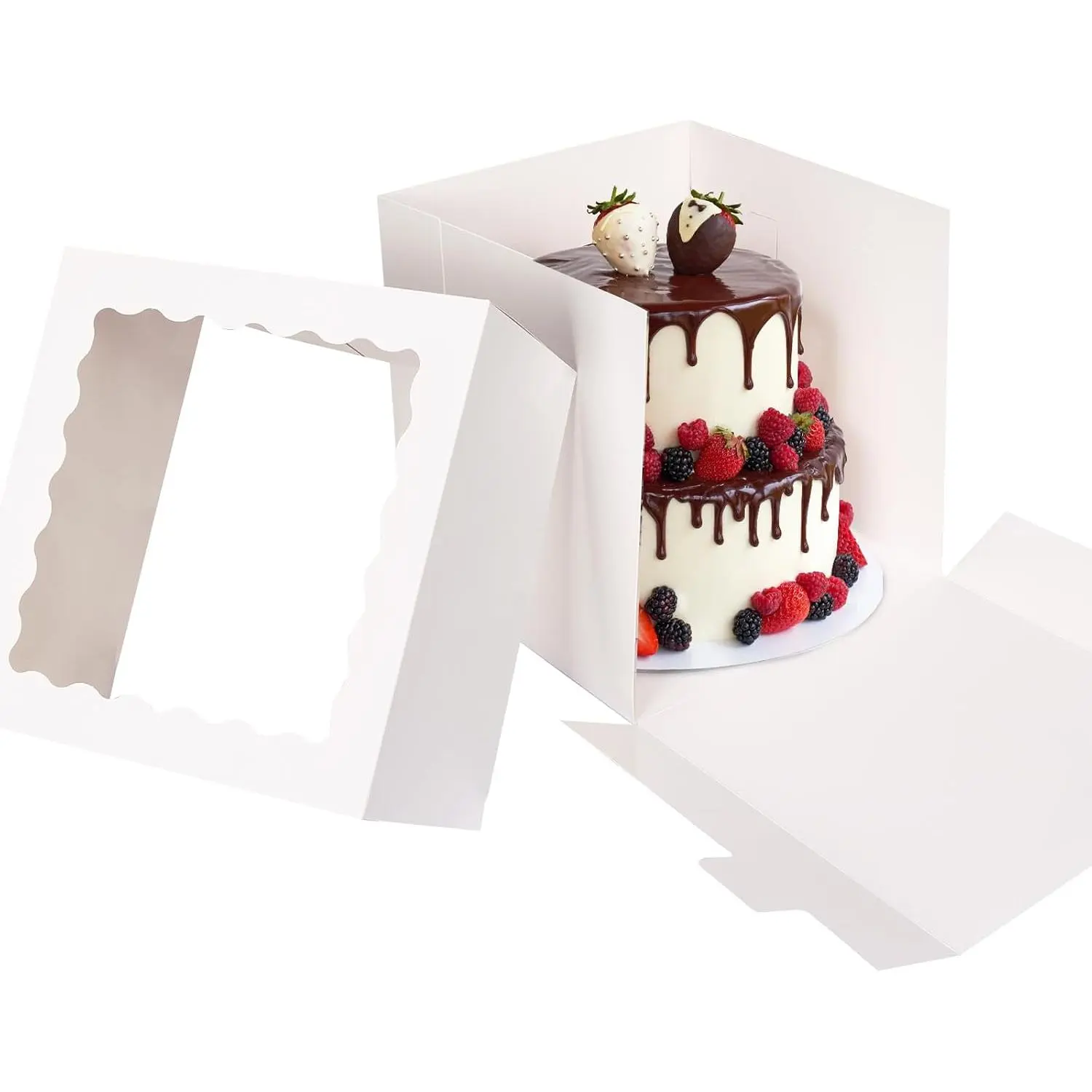12 count 12”x12”x12” Cake Boxes, Tall Bakery Box for Tier Cakes | 400gsm Thickness Cardboard, Pre-folded Carrier, Easy to Assemble, Suitable for Cakes under 12 Inches, for Cupcake Cookie Pie