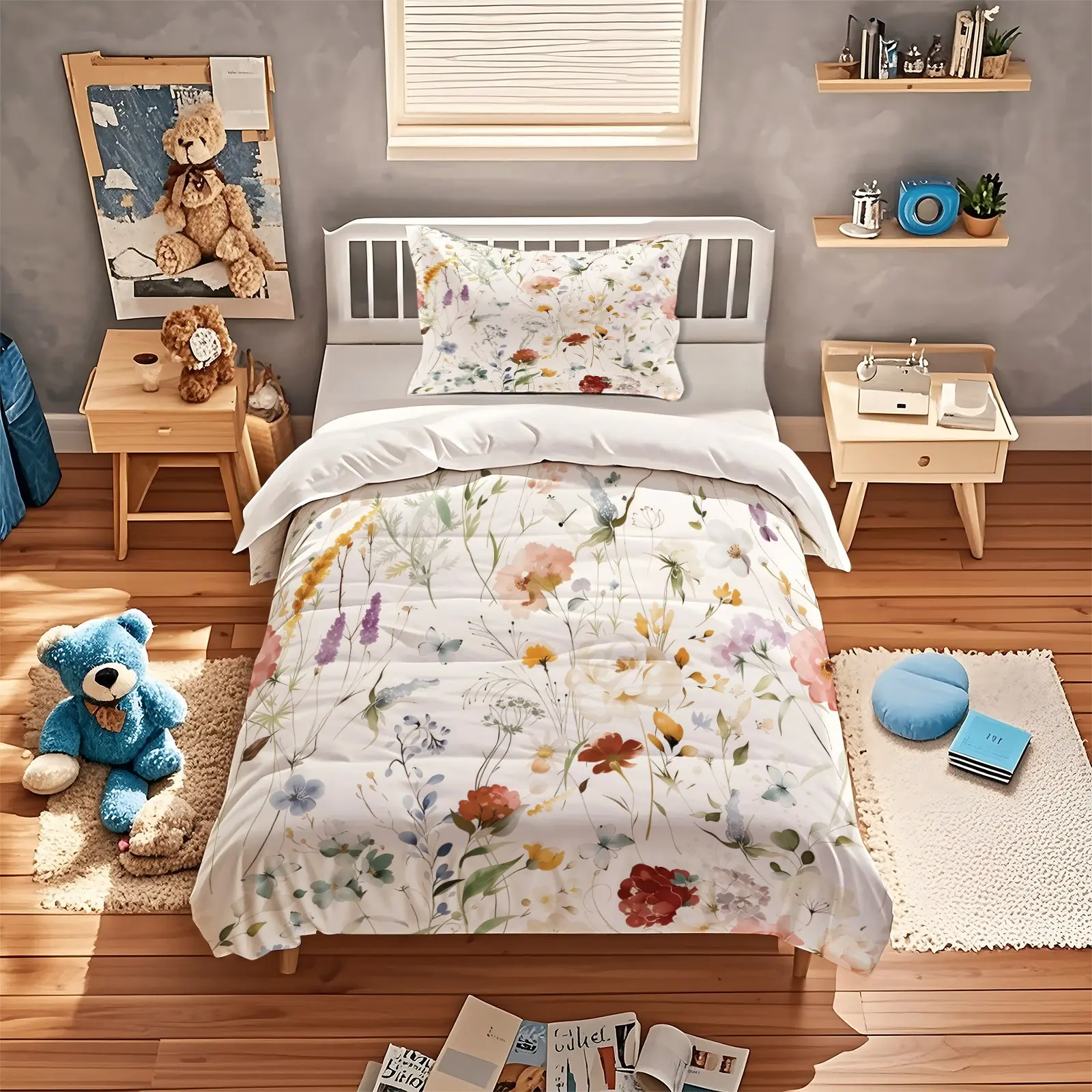 2/3Pcs Watercolor Floral Duvet Cover Set, Soft Breathable High Color Fastness, Gentle Aesthetic All Season Bedding (No Filler, No Pillow Inserts)