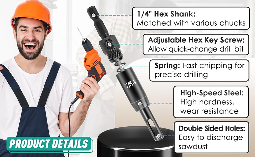 GJANSH 2026 Upgraded Self Centering Drill Bit Set Vix Bits, 3/32" 7/64" 1/8" Center Hinge Drill Bit for 1/4In Hex Shank Drills, Installing Hinge & Drilling Pilot Hole, Ultra-Hard Steel, High-Precision,Summervibes fathersdaygift