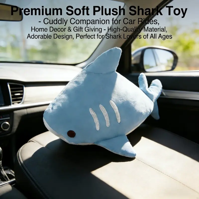 2026 New Soft Cute Light Blue Shark Plush Toy, Adorable Cartoon Pillow Cushion, Soft Skin-Friendly Sleep Companion, Soothing Toy