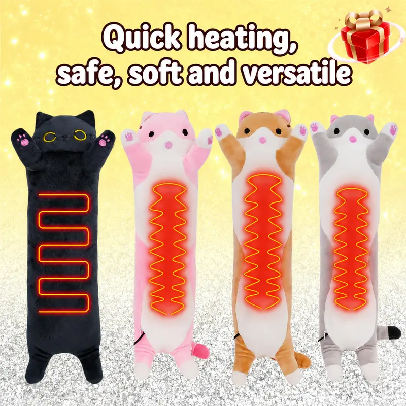 Cute Cat Heating Pad For Period Cramps – USB Electric Heat Pad For Menstrual Pain Relief| Portable Stuffed Animal Gift For Women/Girls/Kids (Perfect For Birthday/Easter/Christmas!)