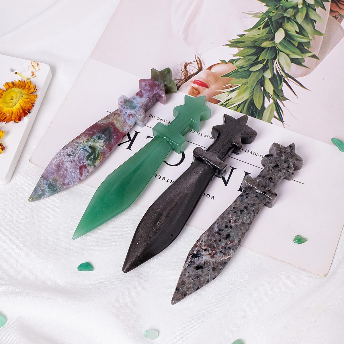 Natural Crystal Dagger, 1 Count Original Stone Model Knife, Polishing Unbladed Knife Model, Crystal Carving, Crafts, Home Decor, Fengshui Ornaments, Crystal Bundles, Chakra Healing Crystals