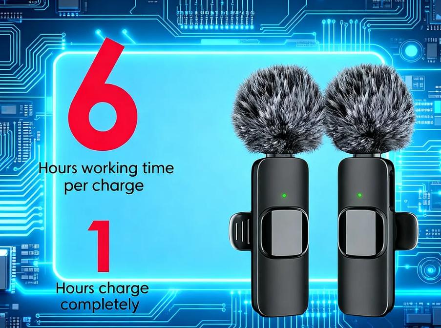 2-Pack Cordless Mics – Omnidirectional Condenser, Fits iOS & Android | Professional for Video, Podcast, YouTube | Rechargeable, Noise-Canceling