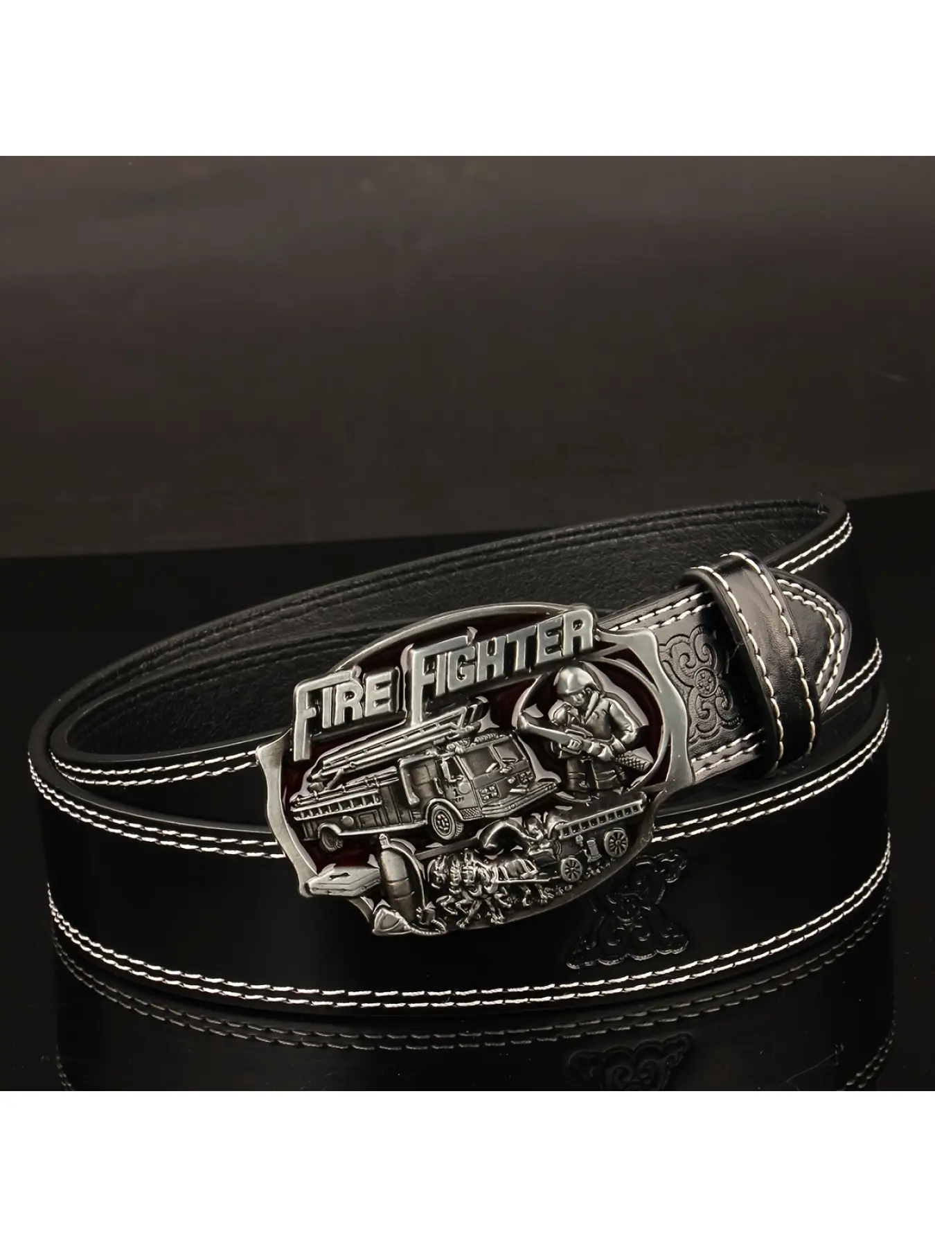 1PC Men's Retro Durable Belt - Unique Welder/Firefighter Theme Metal Buckle Casual Belt, Suitable for Daily and Work Wear
