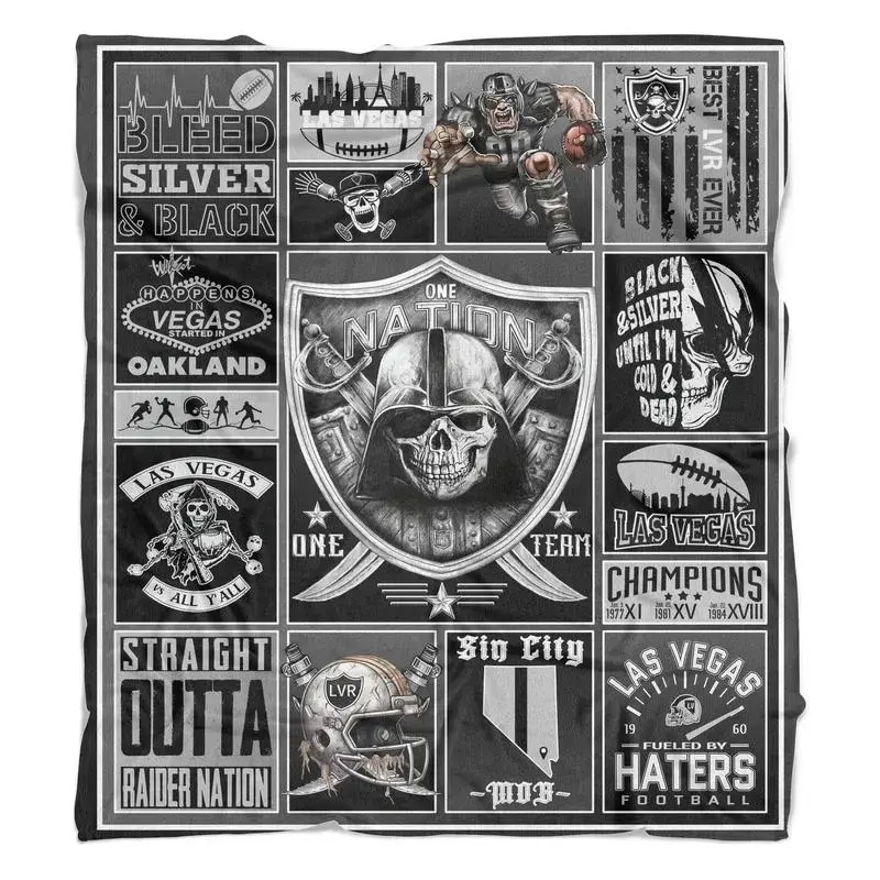 Raider Nation Echo Team Las Vegas FootbalBlanket Gift for Men Ladies Boys Coveredblanket60 x 50
