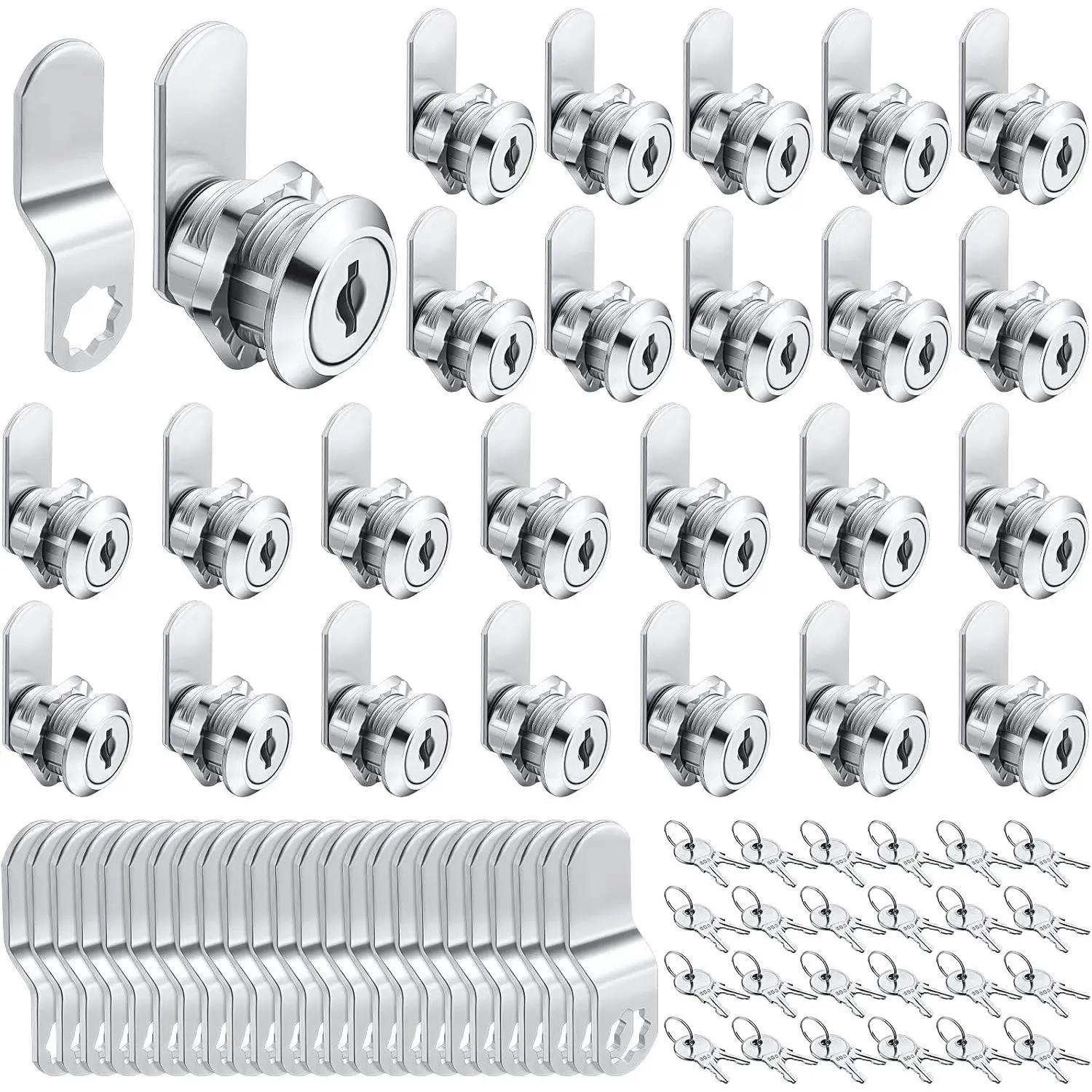 Kenning 24 Sets 5/8'' Cabinet Locks with Keys, Fits 0.4'' Max, Zinc Alloy Replacement Locks for Secure Drawer, Mailbox, RV Storage Box
