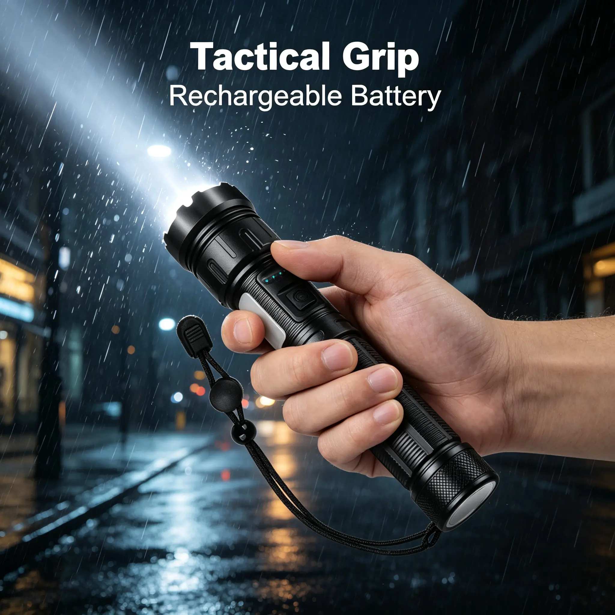 High Lumen Multi-Function Rechargeable Led Flashlight, Magnetic Repair Light, USB Interface, Blue Side Lights, Outdoor Long Lasting, Emergency Preparedness