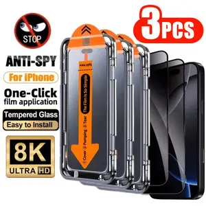 Apple Dedicated 3-Pack Tempered Glass Screen Protector, Anti-Spy, 8k Ultra-Clear, Auto-Alignment, Dust-Free, Privacy Protection