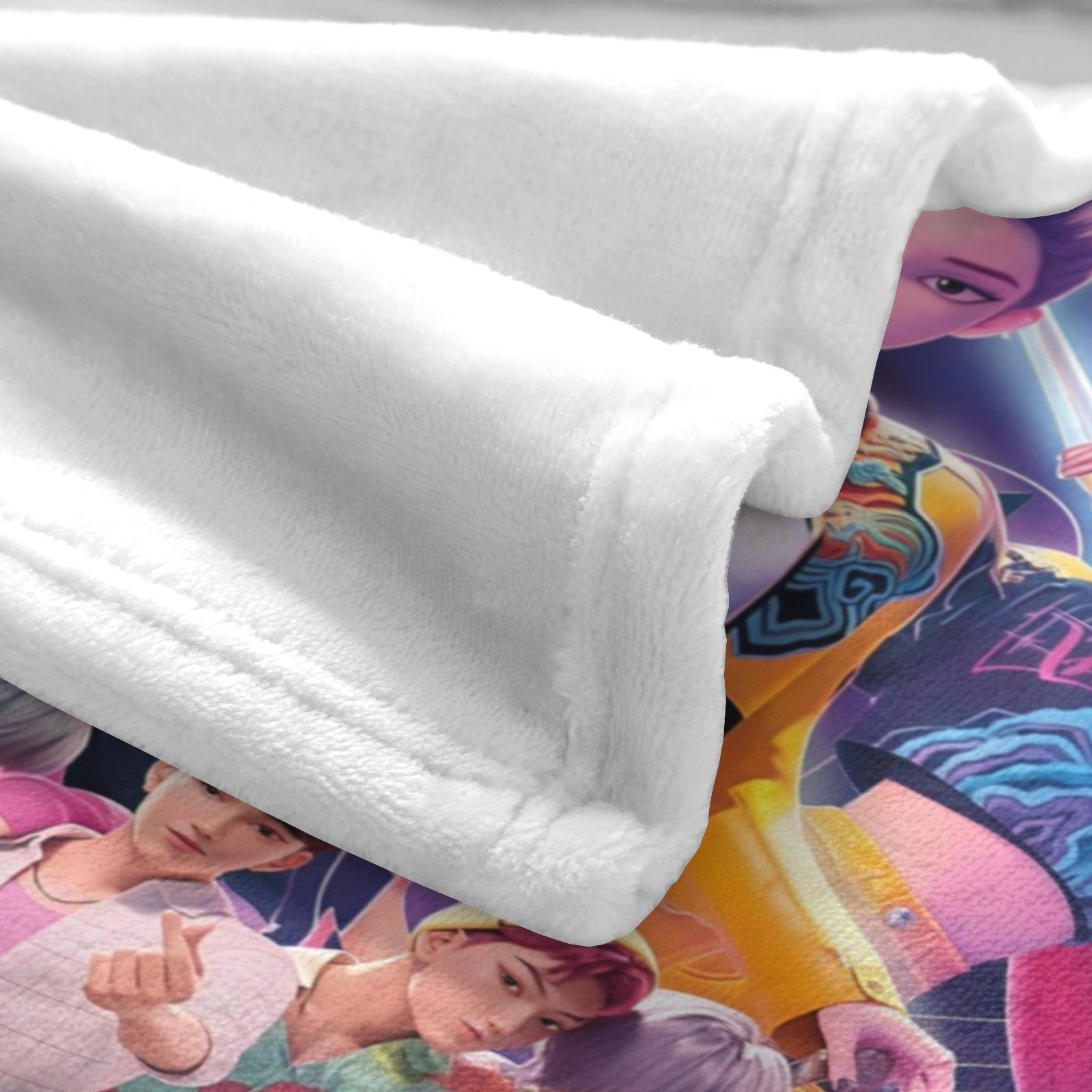 K-Pop Demon Hunters Theme Flannel Blanket Warm nap Blanket This Super Soft Flannel Blanket is The Perfect Gift for Christmas and lovers Soft Warm Cozy Throw for Bed Sofa Nap Travel, Cute Home Decor
