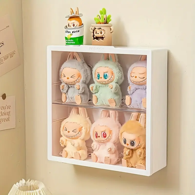 Display Box Wall Mounted Plush Toy Storage Box Cotton Dolls Soft Figure Transparent Doll Cabinet Modern Minimalist Style Clear Storage Containers(Excluding dolls)