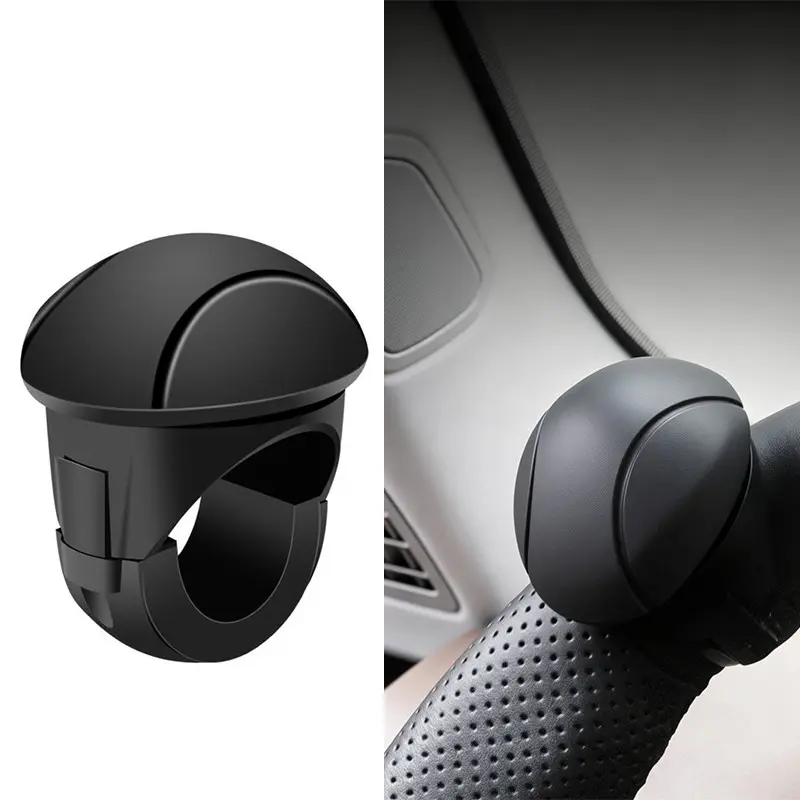Silicone Steering Wheel Spinner Knob, Easy Grip 360° Rotation Booster Ball, Anti-Slip One Hand Driving Aid, Smooth, Universal For All Cars, Black