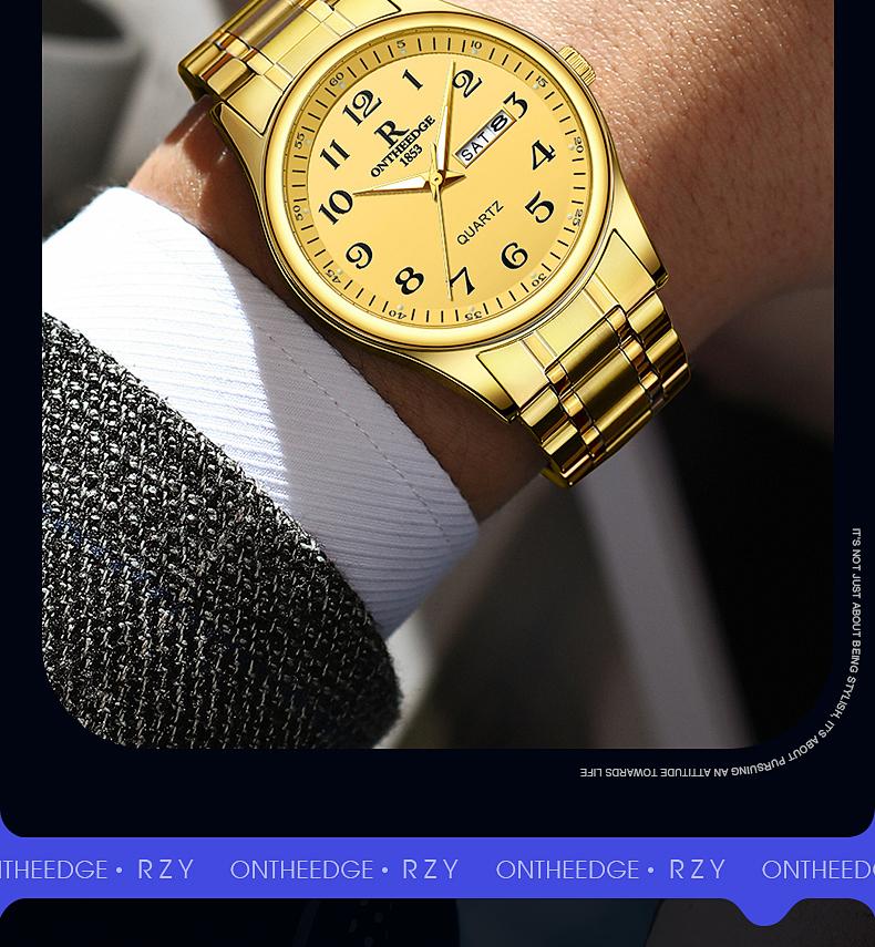 His & Hers Luxury Gold Quartz Watch Set for Senior Couples - Easy Read Large Dial, Day Date Display, Stainless Steel Band, Comfortable Casual Wristwatch, Perfect Retirement Anniversary Gift for Parents