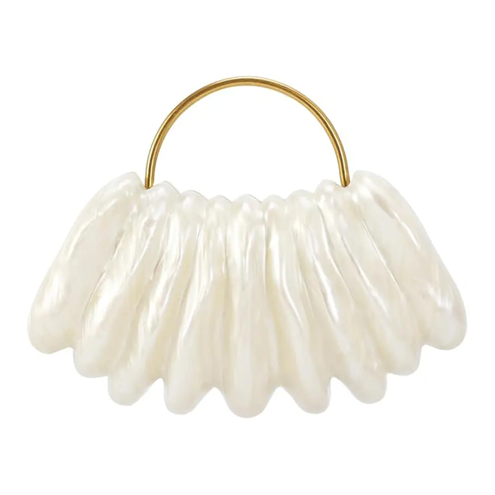 Luxury Acrylic Shell Handbag for Women - Vintage Formal Handbag with Detachable Chain - Distinctive Purse for Wedding, Party, Prom, Bridesmaid Gift - 22.5x5.5x10cm