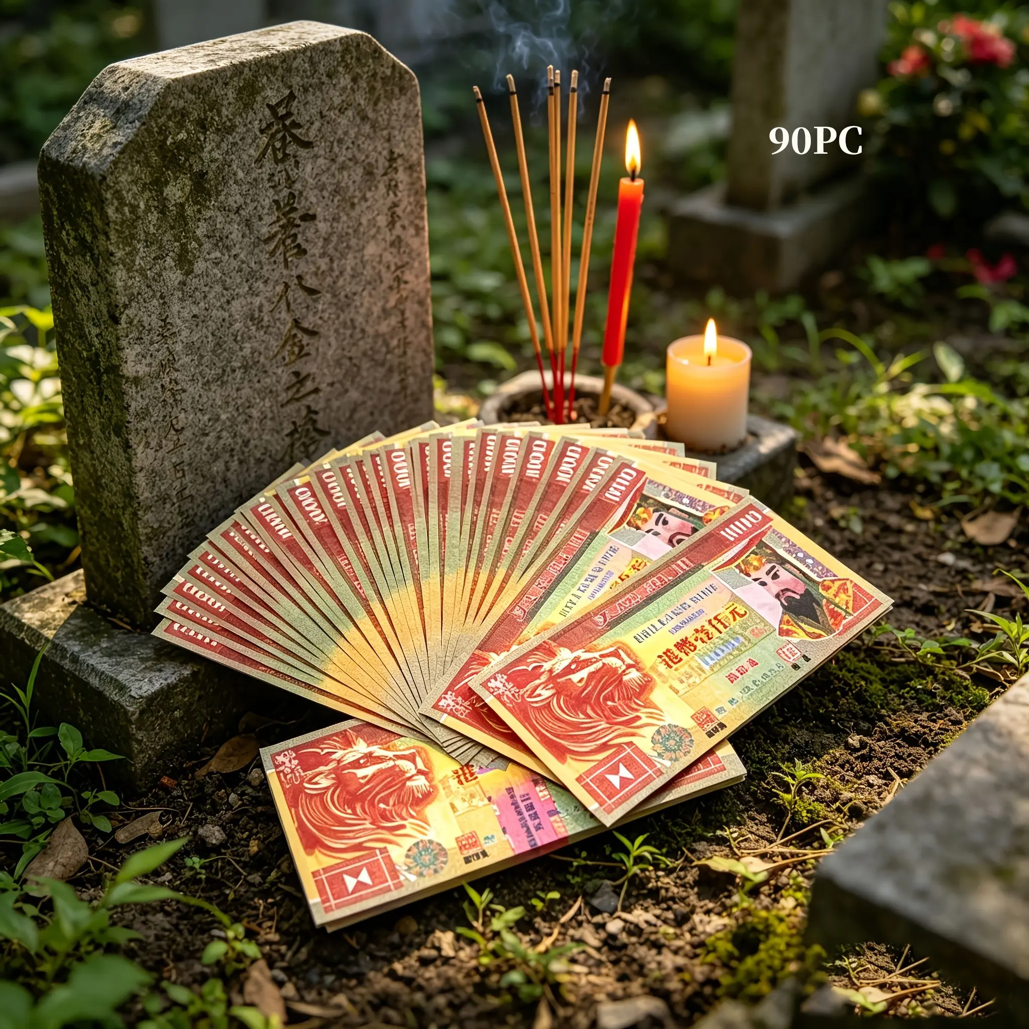 Approximately 90pcs High-Quality Paper Money, Hong Kong Style Ritual Paper Money, Traditional Chinese Ancestral Worship Paper Money