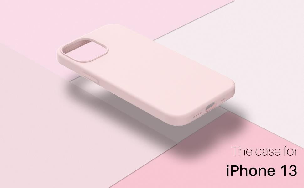 Compatible with iPhone 13 Case 6.1, Slim Liquid Silicone 3 Layers Full Covered Soft Gel Rubber Phone Case Protective Cover 6.1 Inch-Chalk Pink