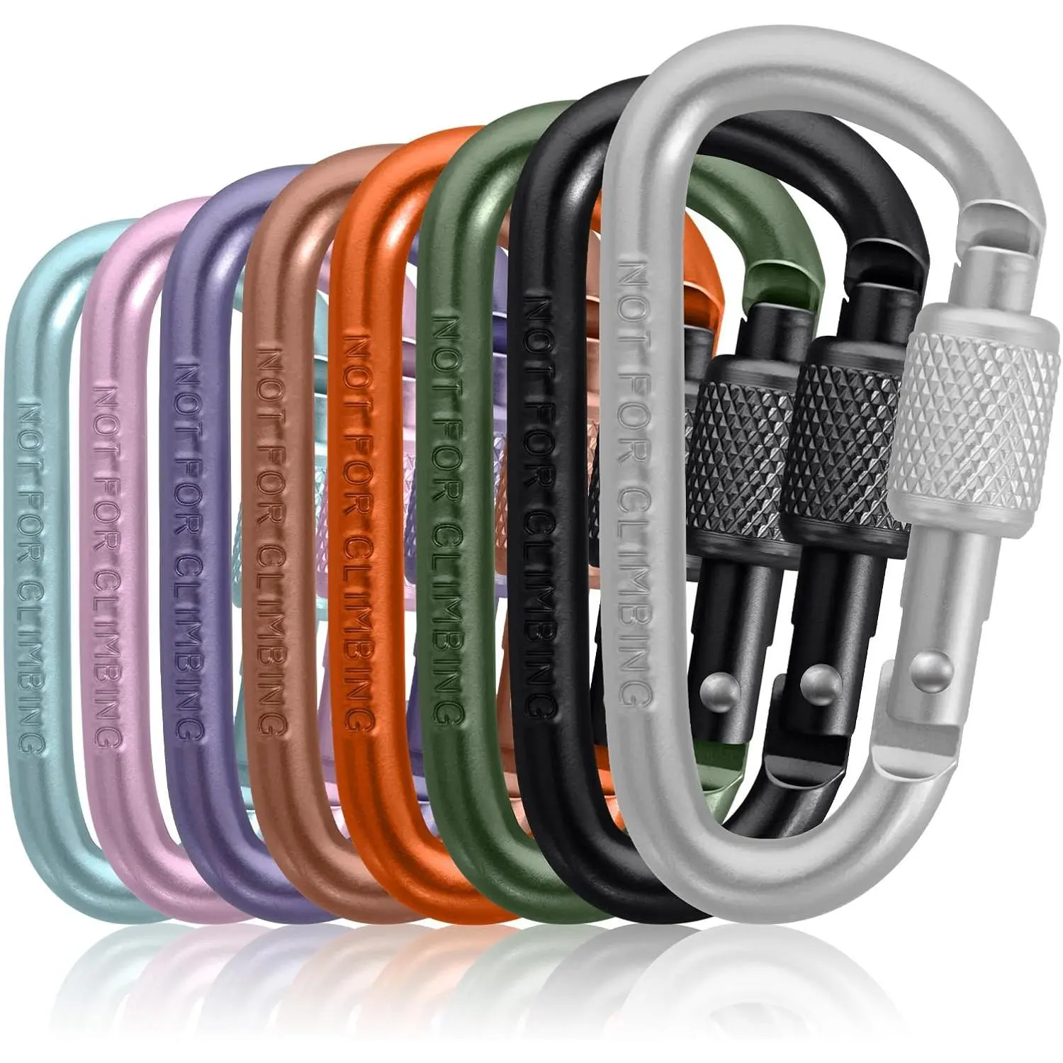 Carabiner Clip, Key Hooks for   D Ring Shape Carabiner, Key Chain Clip Hook,  Clip, Multipurpose for Camping, Hiking, Backpacking or Other Outdoor Activities, 8 count