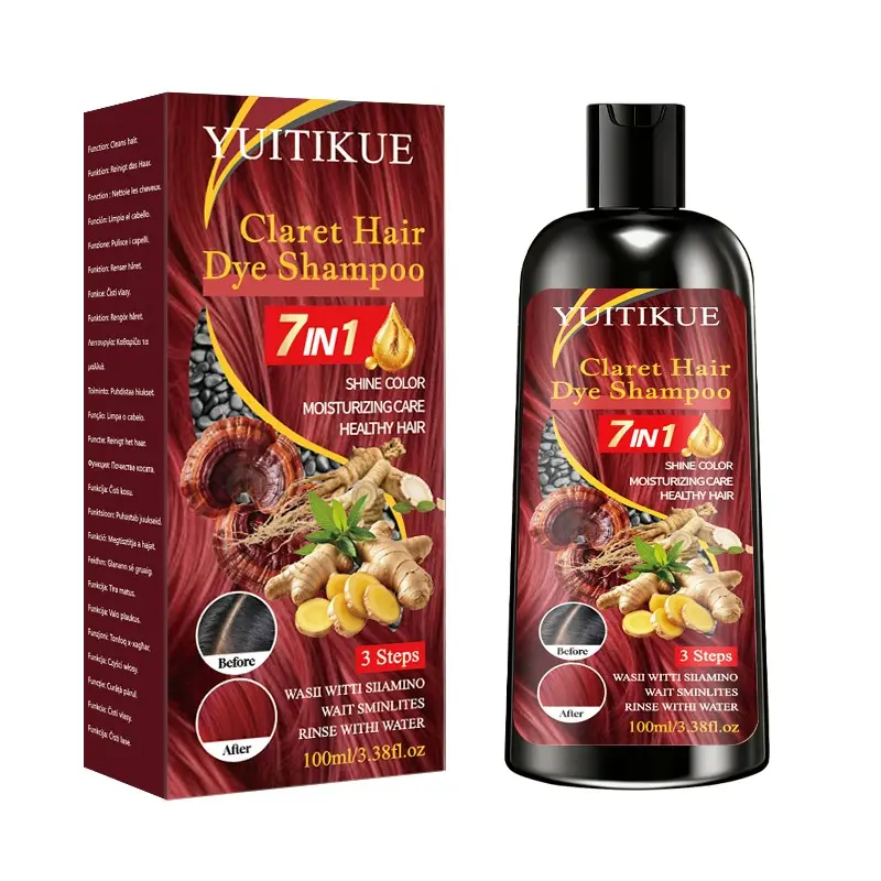 Yuitikue 7-In-1 Hair Dye Shampoo, Quick Color in 5-15 Minutes, Locks Color, Nourishes Damaged Hair, 100ML