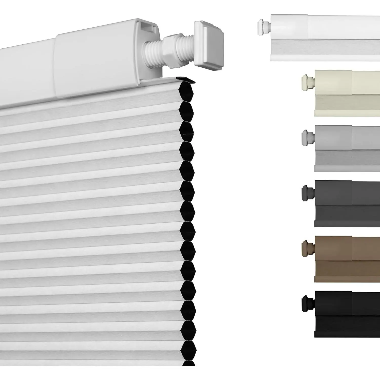 No Drill No Tools Blackout Cellular Shades Cordless Easy Install Honeycomb Blinds Thermal Insulated Noise Reduction Blinds for Indoor Windows,Blackout-White,Customize Size