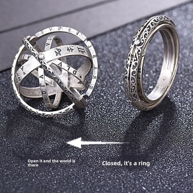 Unique Variable Astronomy Ring & Necklace Set Creative Couple Gift for Boyfriend Girlfriend Anniversary Birthday Present