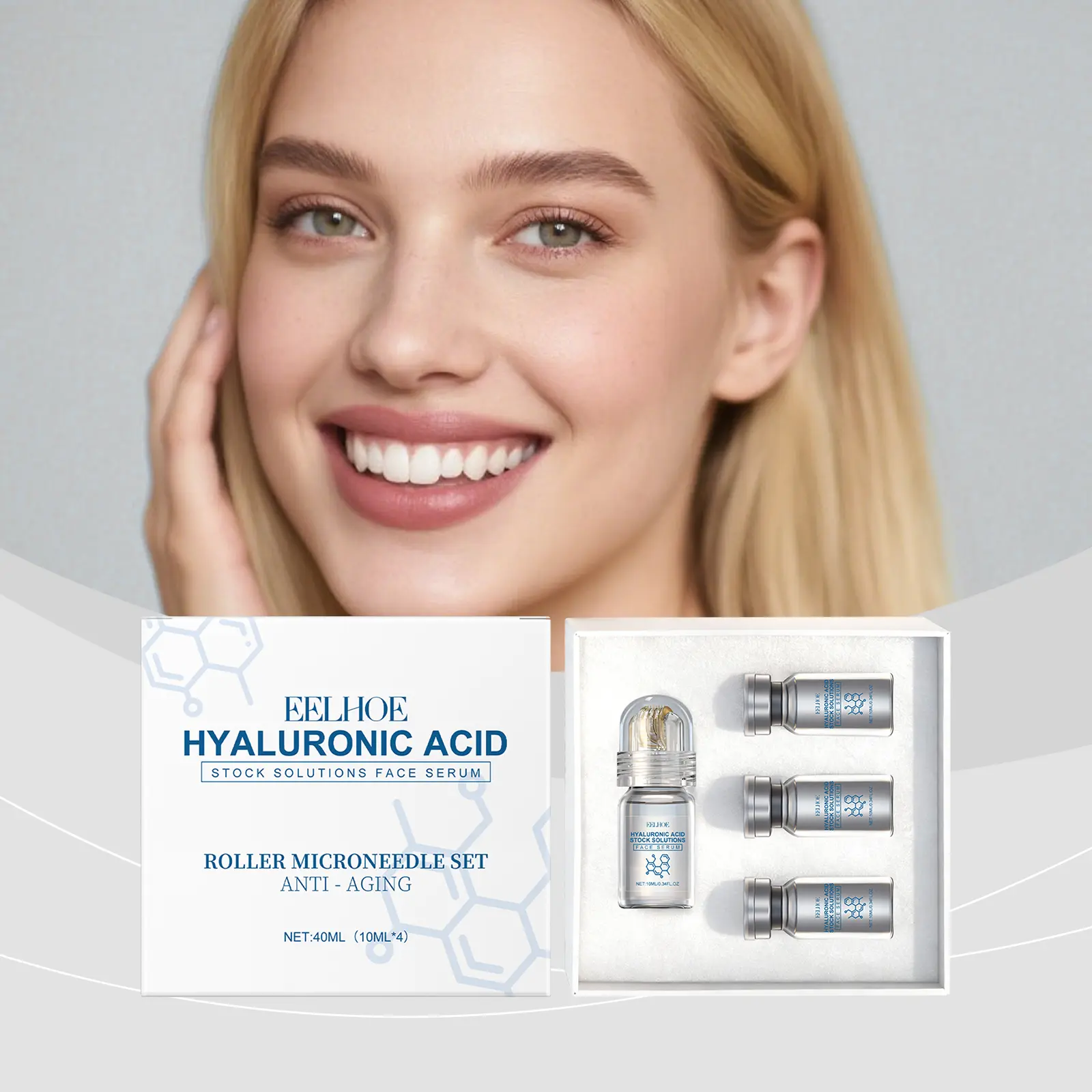 EELHOE Gentle Rollers Skin Care Roller Set with Replace Heads - Niacinamide Serum Home Care Supplies, Easy Massage, Refreshing Easily-Absorbed Texture, Gentle Facial Moisturization for Smooth Radiant Skin, Smooths Lines