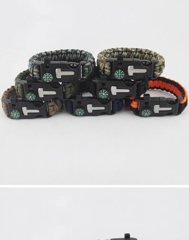 Outdoor Sports Foldable Survival Bracelet Whistle Outdoor Survival Five-in-One Multifunctional Compass Flint Rope Braided Bracelet Camping Pro Off-Road Electric Mountain Bike