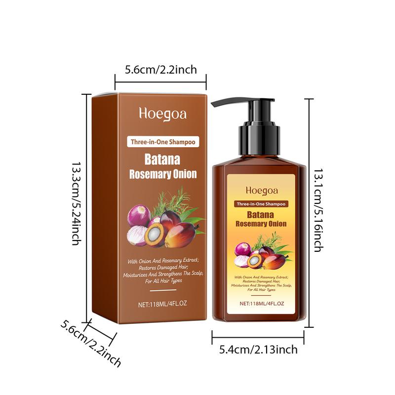 Batana Rosemary Onion Three-In-One Shampoo -- Effectively improves hair quality.Nourishes the scalp and strengthens hair roots.Cleans while maintaining hair moisture.Provides comprehensive care and improves the scalp environment，