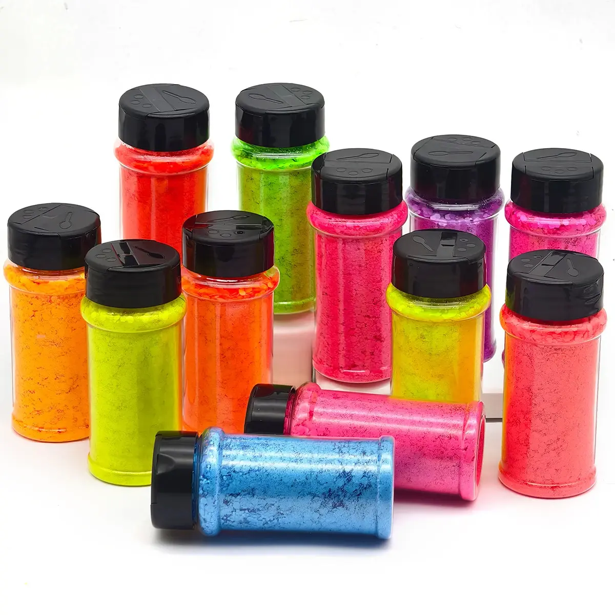 24pcs 2 oz Neon Chunky Glitter Shakers Fluorescent Sequins for Snow Globe Cups, DIY Crafts, TumblersNail Art Decoration Accessories