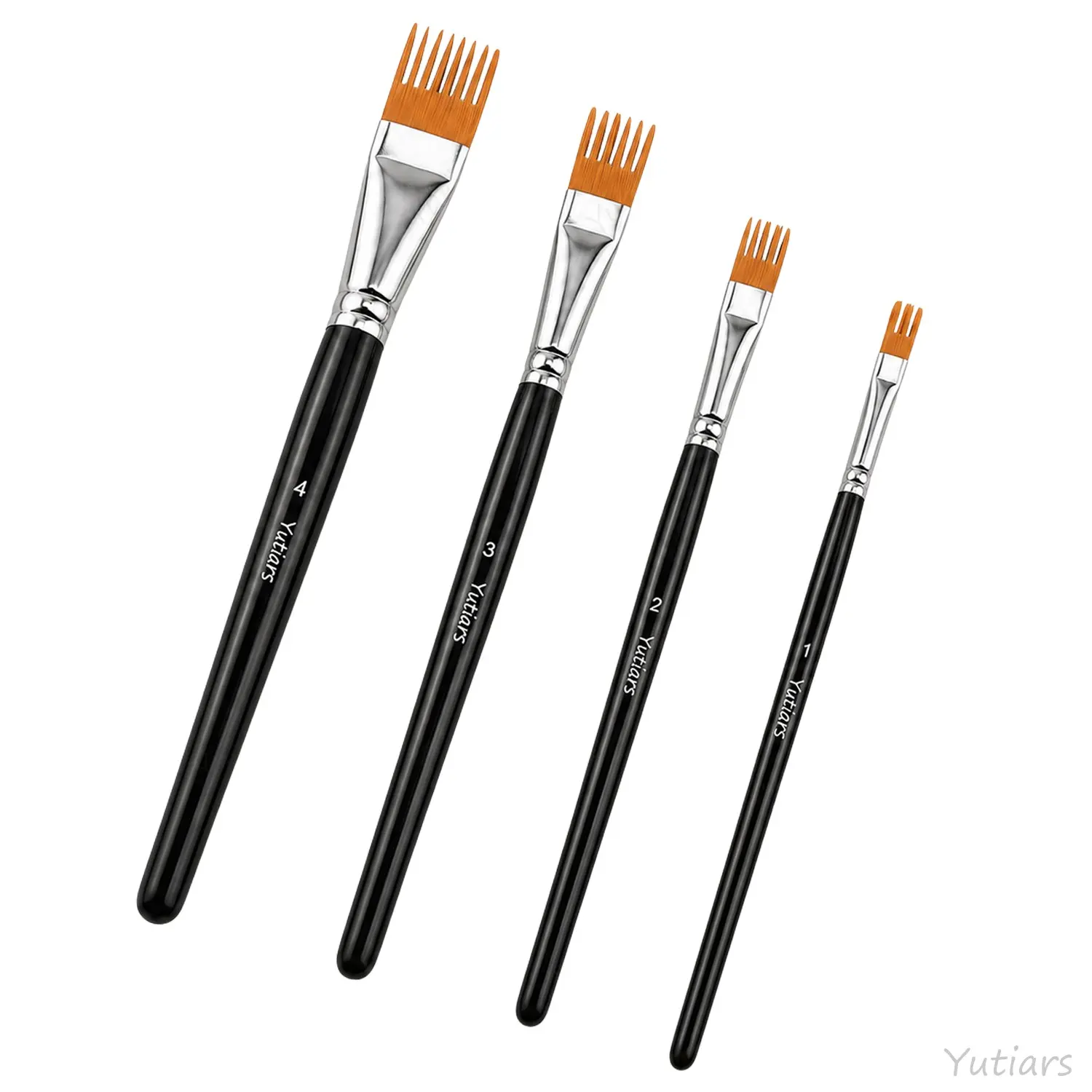 4PCS Rake Texture Brush Set, Split Bristle Paint Brushes for Creating Realistic Grass, Fur, Hair, Feather & Natural Texture Effects, Acrylic Watercolor Art Tools