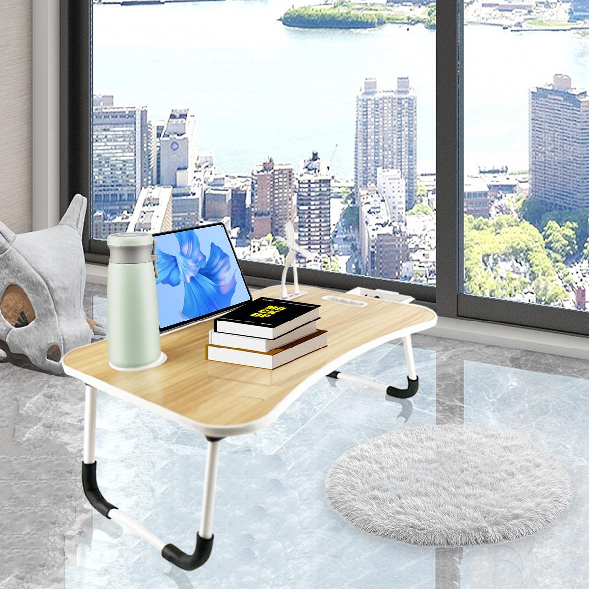 Portable Foldable Laptop Bed Desk with 4 USB Ports Storage Drawer Cup Holder for Bed Couch Working Reading