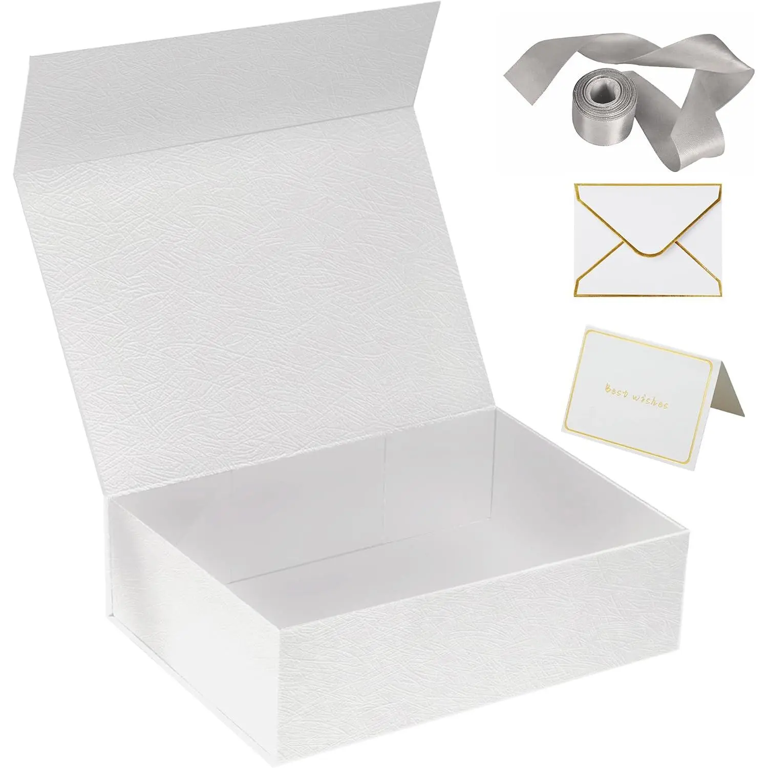 10.2"x7.5"x3 White  Box, Boxes for Presents with  Closure  for Groomsman Proposal Box,Wedding,Christmas,Birthday, Packging.