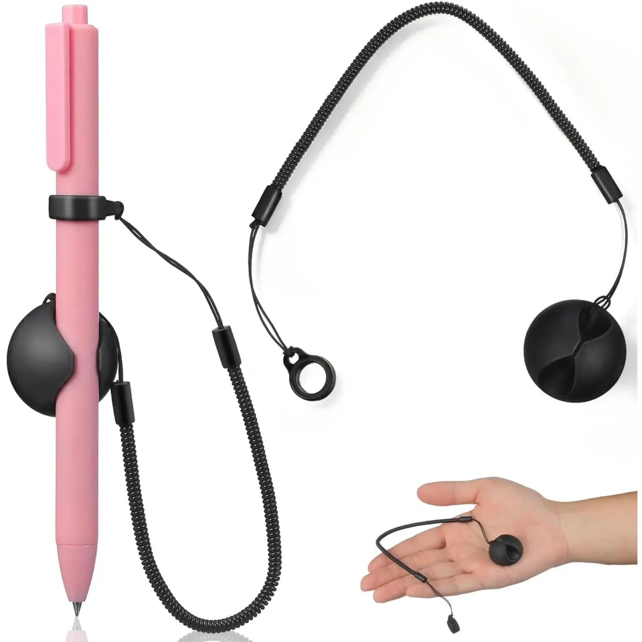 2 count Pen Lanyards - Elastic Lanyard Tether with  Ring and Holder Retractable Stylus Tether Leash Pen Strap for School Office Supplies Desk Clipboards Tablets