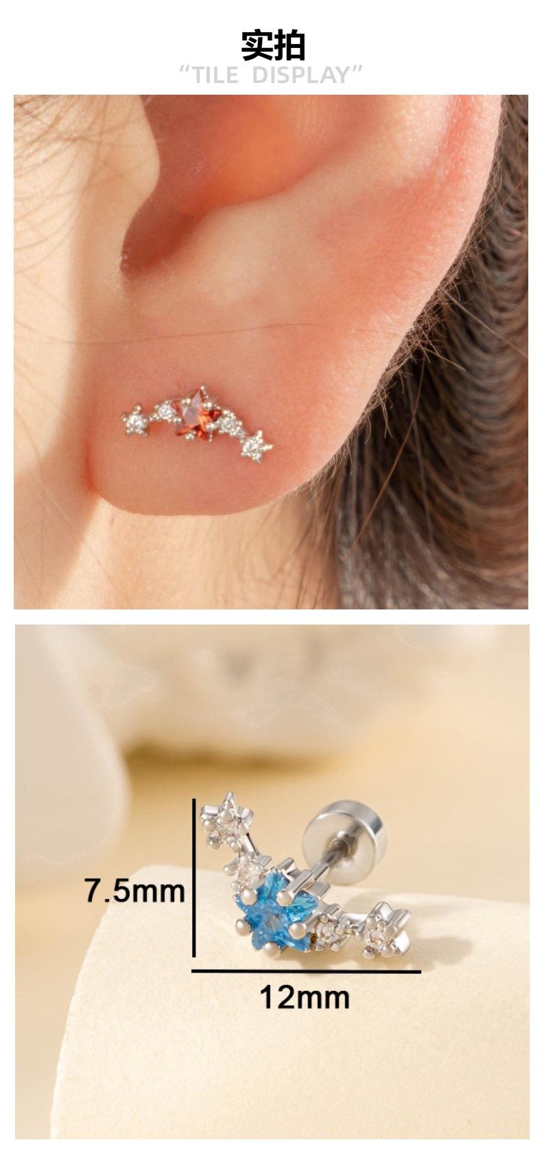 5 Pairs 16G Butterfly Opal CZ Screw Back Cartilage Stud Set, 925 Silver Internally Threaded Nose Studs, Hypoallergenic Y2K Earrings for Women