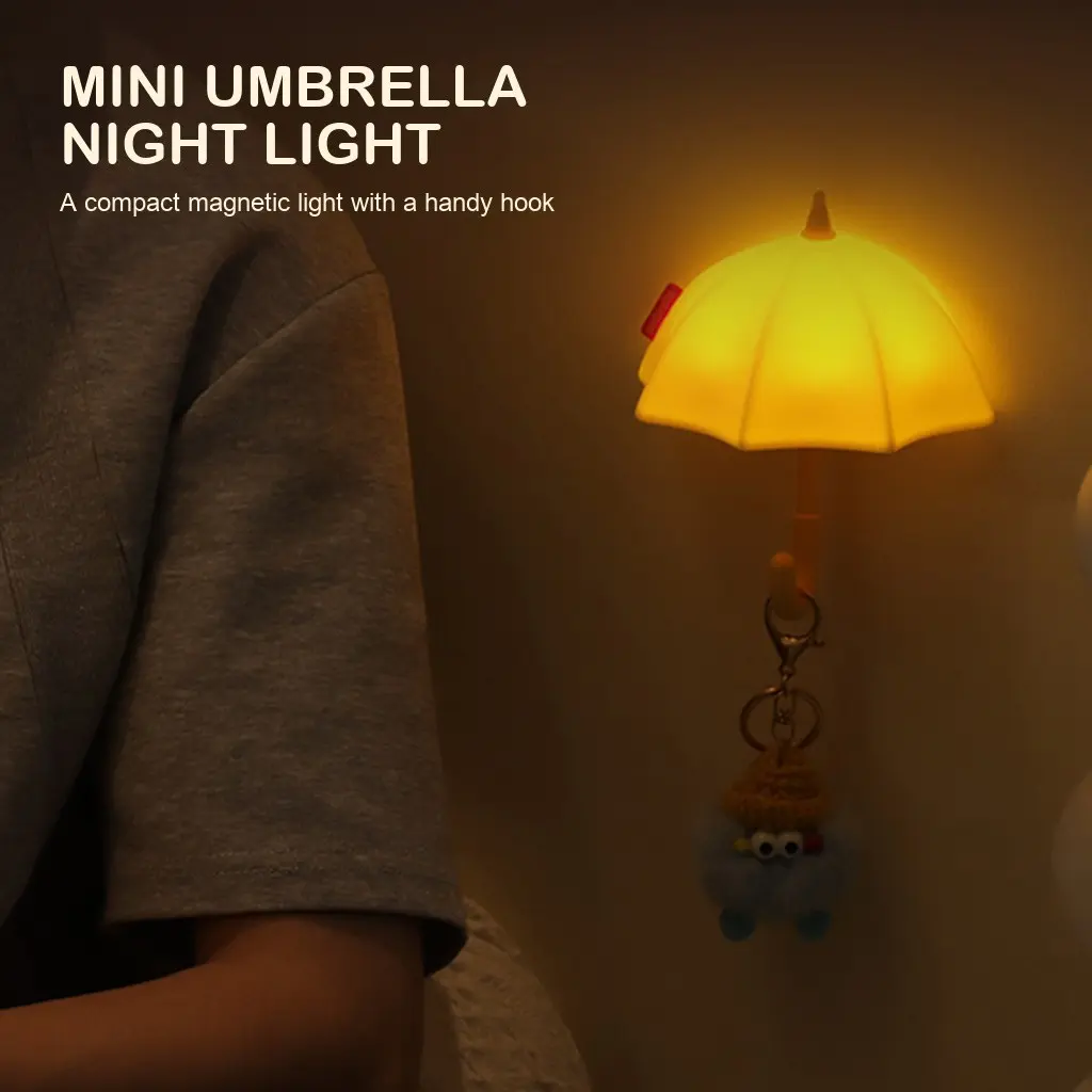 Mini Umbrella Magnetic Wall Night Light, Rechargeable 3-Level Dimmable Lamp with 30-Min Auto-Off Timer & With Hook, Cozy Bedroom, Hallway and Bedside Decor, Housewarming & Birthday Gift