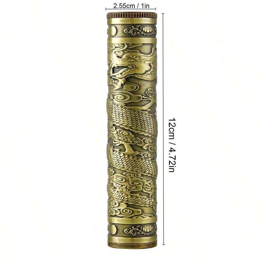 Portable Waterproof Metal Storage Tube, Dragon Skull Design, Travel Collection Organizer, Compact and Durable, Ideal for Keepsakes