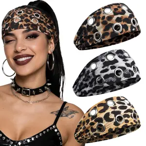 Y2K Punk Hollow Metal Ring Headbands for Men Women, Hip Hop Rock Elastic Hair Wraps for Fall Winter Street Style Accessories