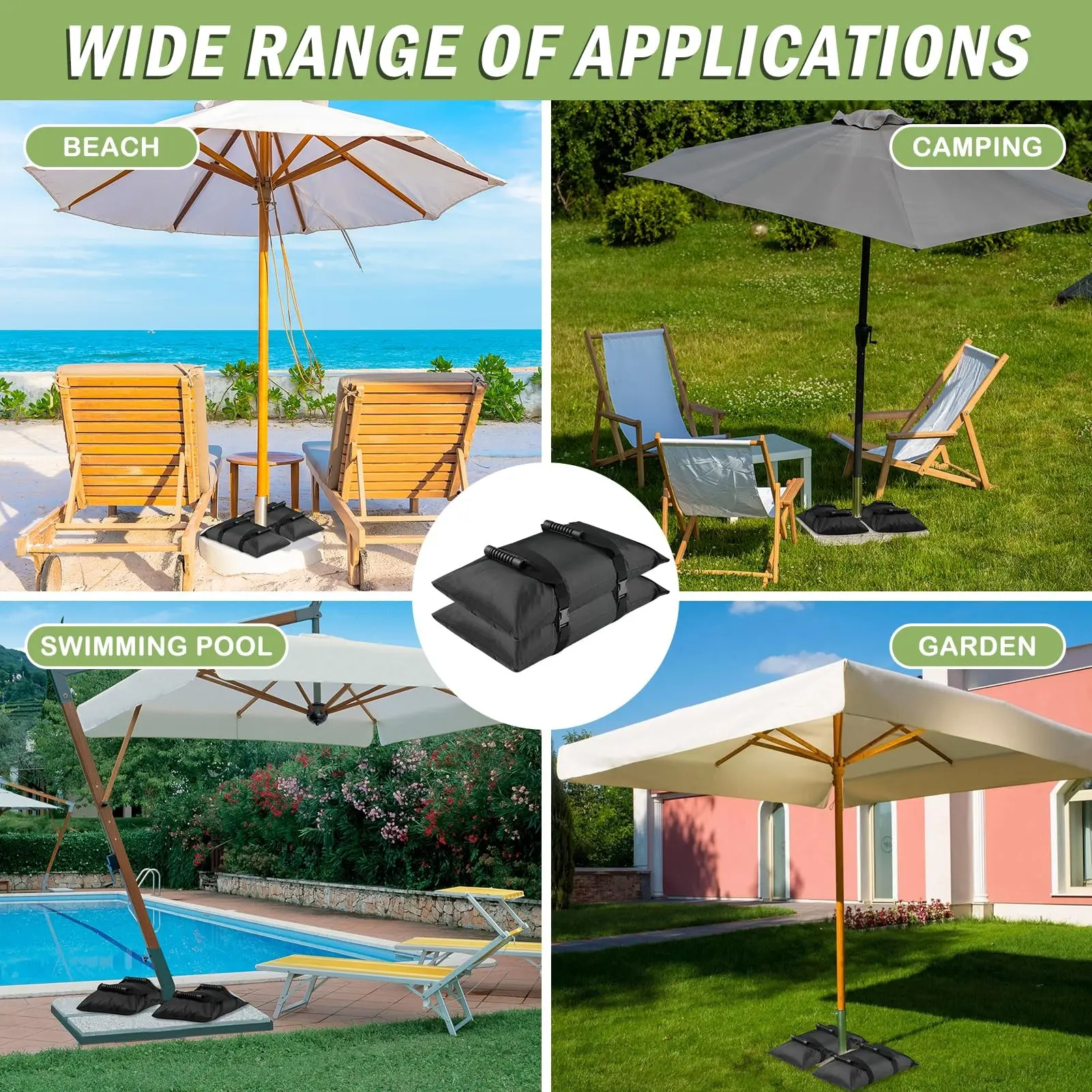 Outdoor Sandbag Weight Base, Multi-Functional Windproof Patio Cantilever Umbrella Stand, Foldable Filling Bag