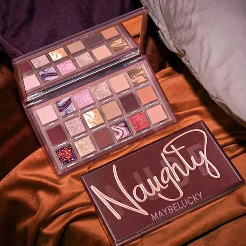 18 Colors Reverse Rose Cosmetic Eyeshadow Palette with princess tones, matte, shimmer & glitter included. Rich pigment, perfect for daily dating and party glamorous eye makeup looks.