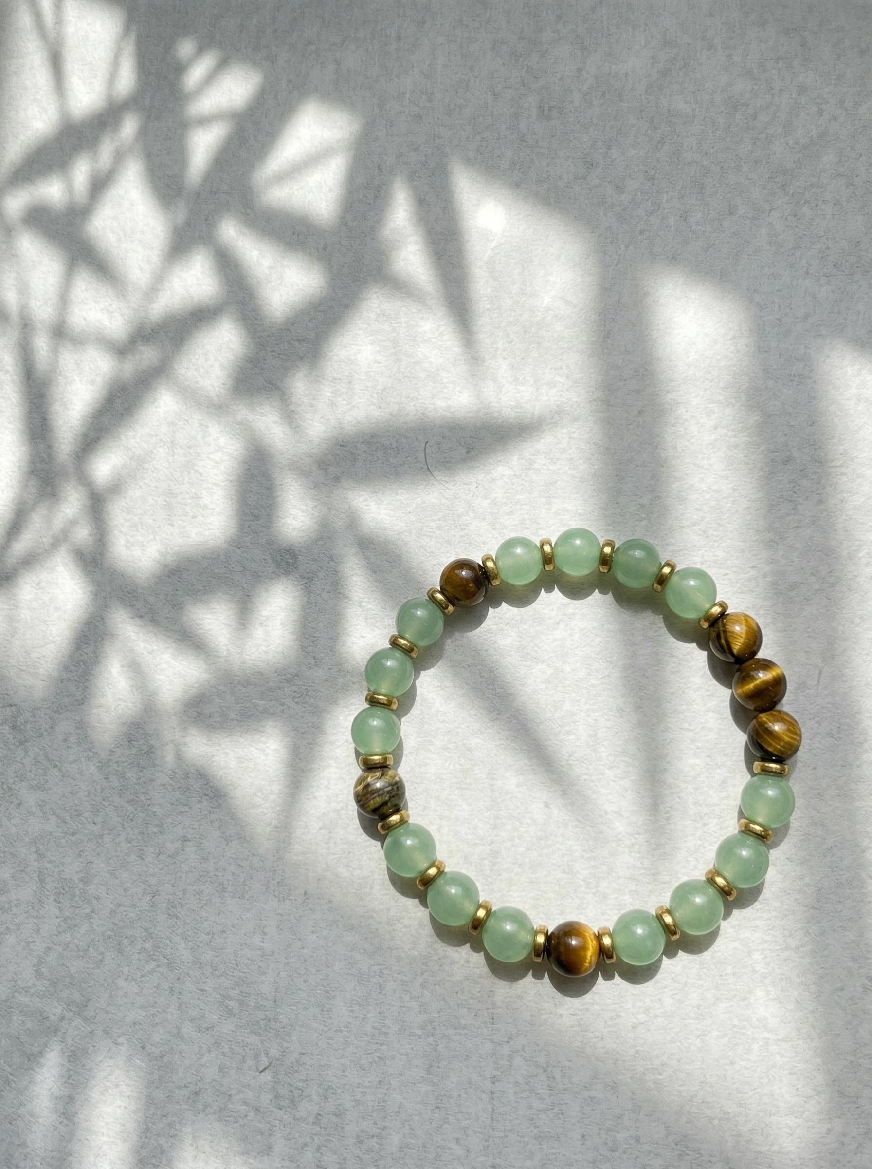 1pc Money Attraction Green Aventurine Tiger Eye Bracelet |   Wealth Good Luck Crystal Bracelets |   Jade Bracelet for Women Men |   Bracelet Stack |   Men Accessories |   Couples Freak Gifts