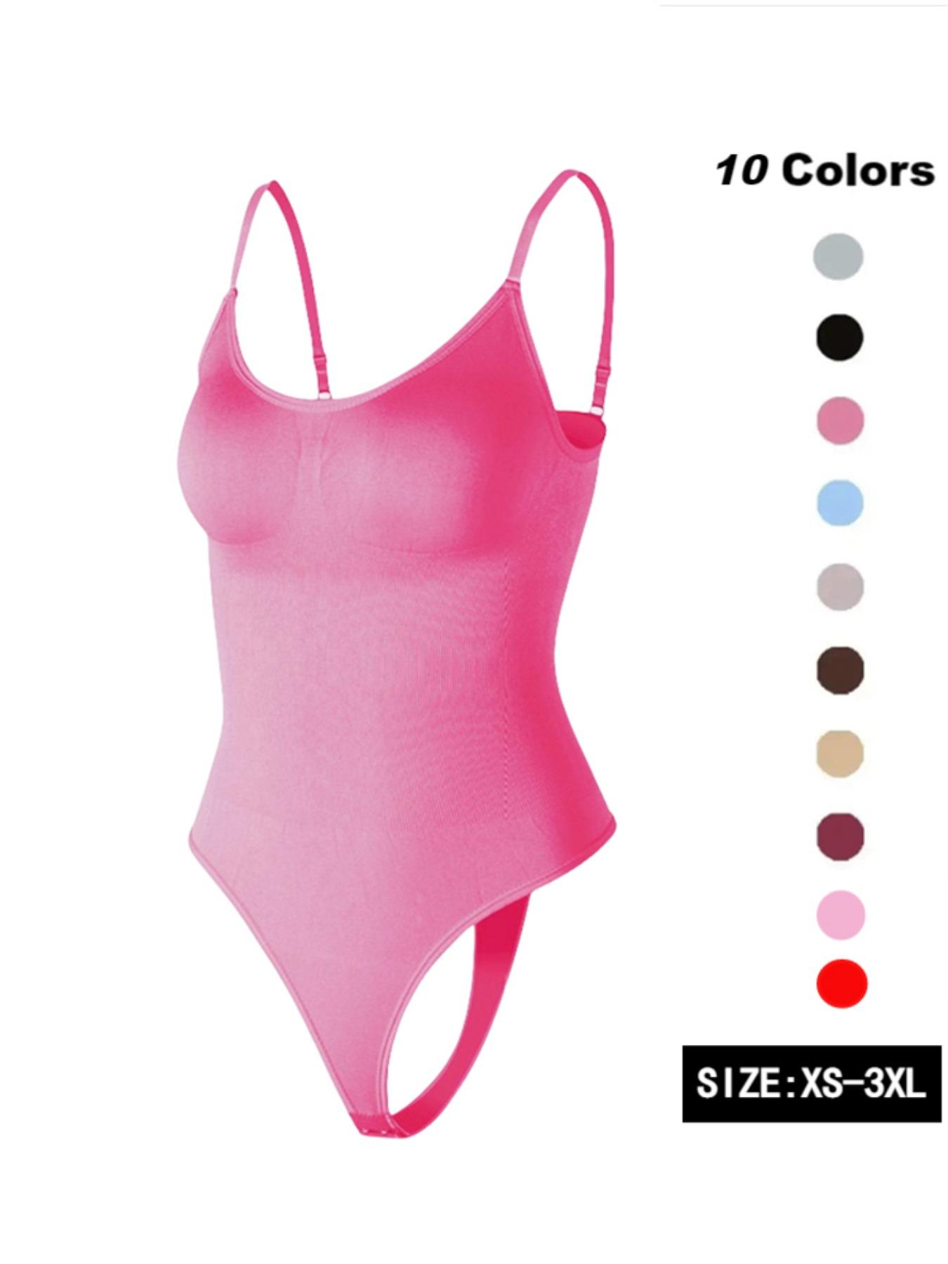 Women's Solid Spaghetti Strap Adjustable Strap Backless Underwear Shapewear Bodysuit, Casual Comfy Seamless Tummy Control Butt Lifting Bodysuit for Daily Wear, Ladies Shapewear for All Seasons