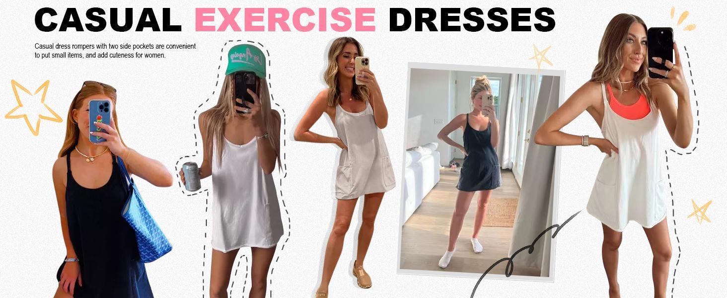 Imily Bela Women's Summer Mini Dress Casual Workout Tennis Dress with Shorts Sleeveless Althletic Dresses