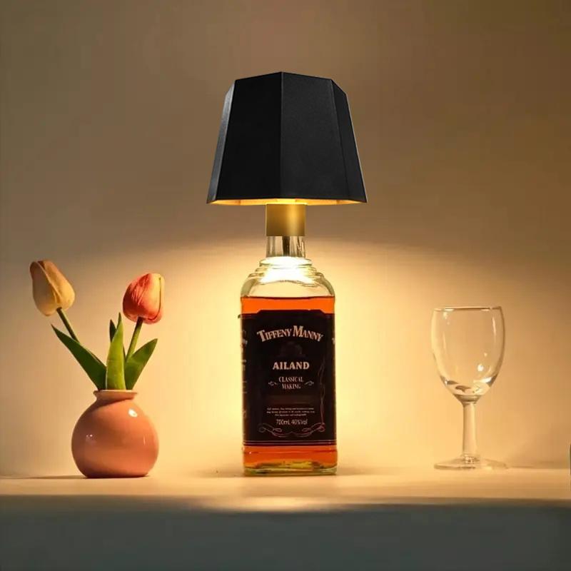 Portable LED Wine Bottle Light, Ambient Decoration Lamp with Touch Control, Rechargeable Dimmable for Wine Beer Bottles, 3 Color Modes, Perfect for Parties