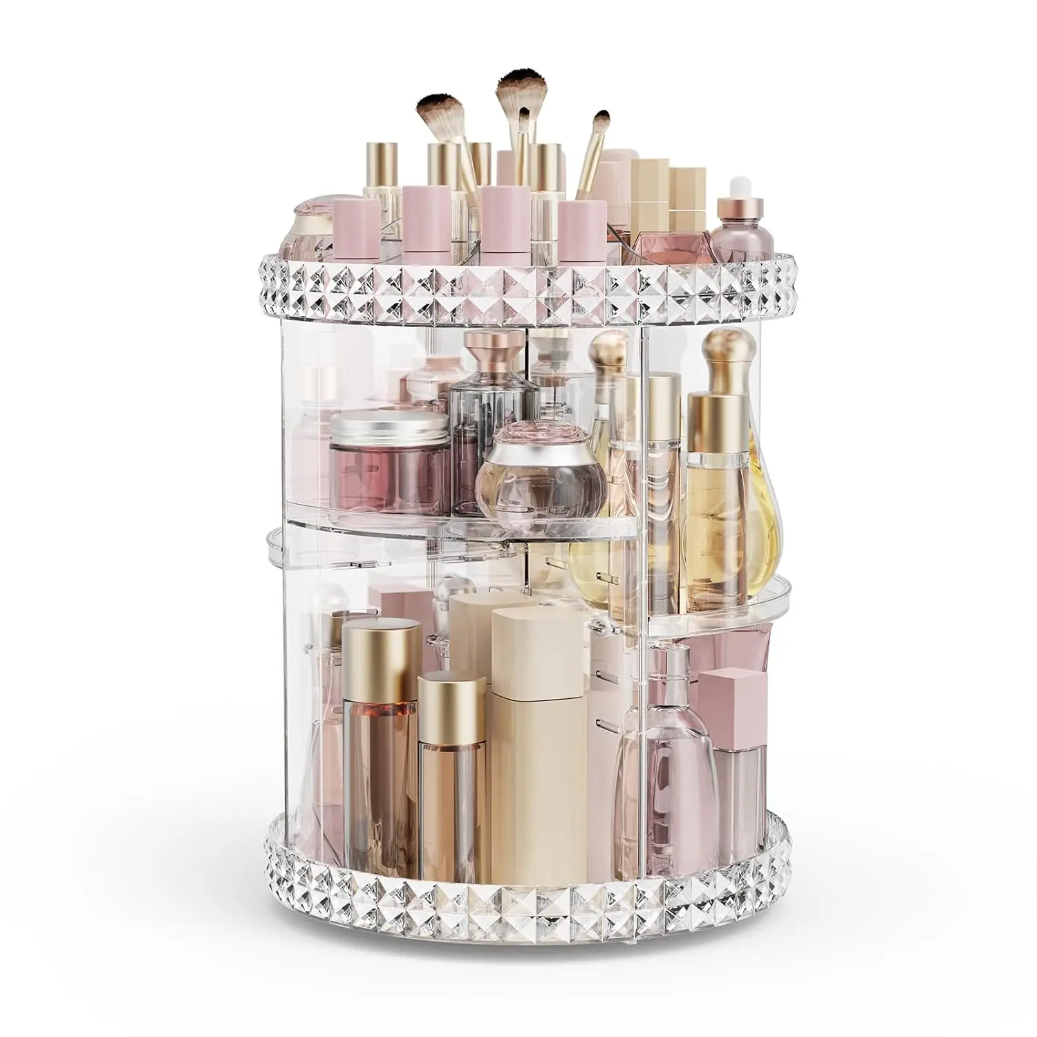 Rotating Makeup Organizer, 360° Spinning Skincare Organizers, Adjustable Layer  Storage Lazy Susan Makeup Organizers for Dresser Bathroom, Medium, Clear