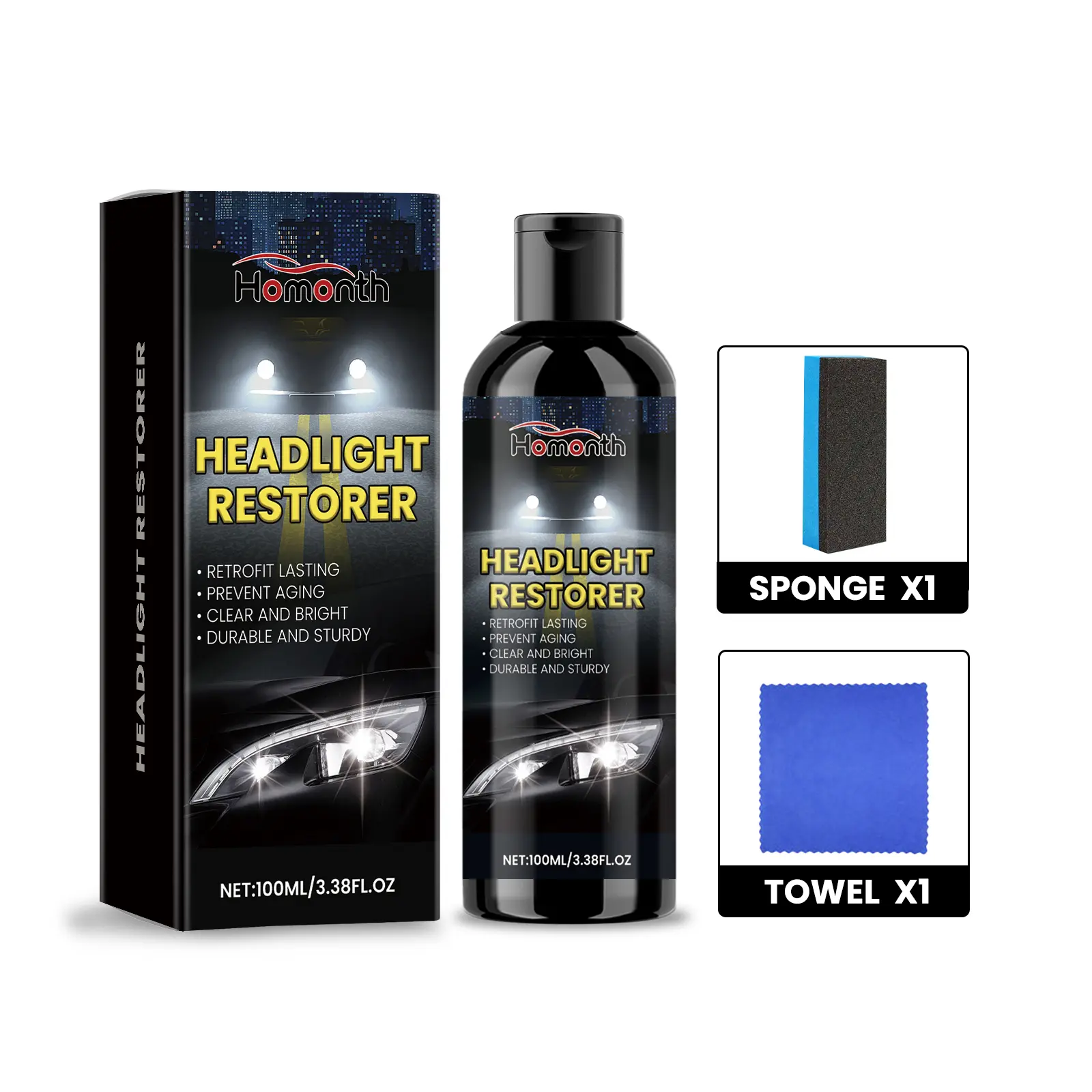 Homonth Car Headlight Renovation Repair Liquid Car Headlight Care Dust Removal Polishing Renovation Cleaning Repair Liquid