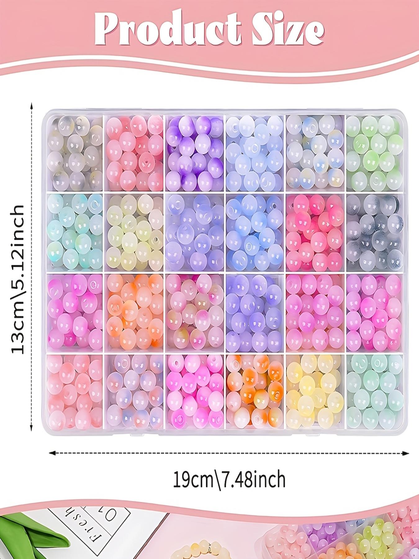 360pcs 24-Color Crystal Glass Beads Jewelry Making Kit, Round Party Style Beads for DIY Bracelets, Beading Starter Crafts Gift