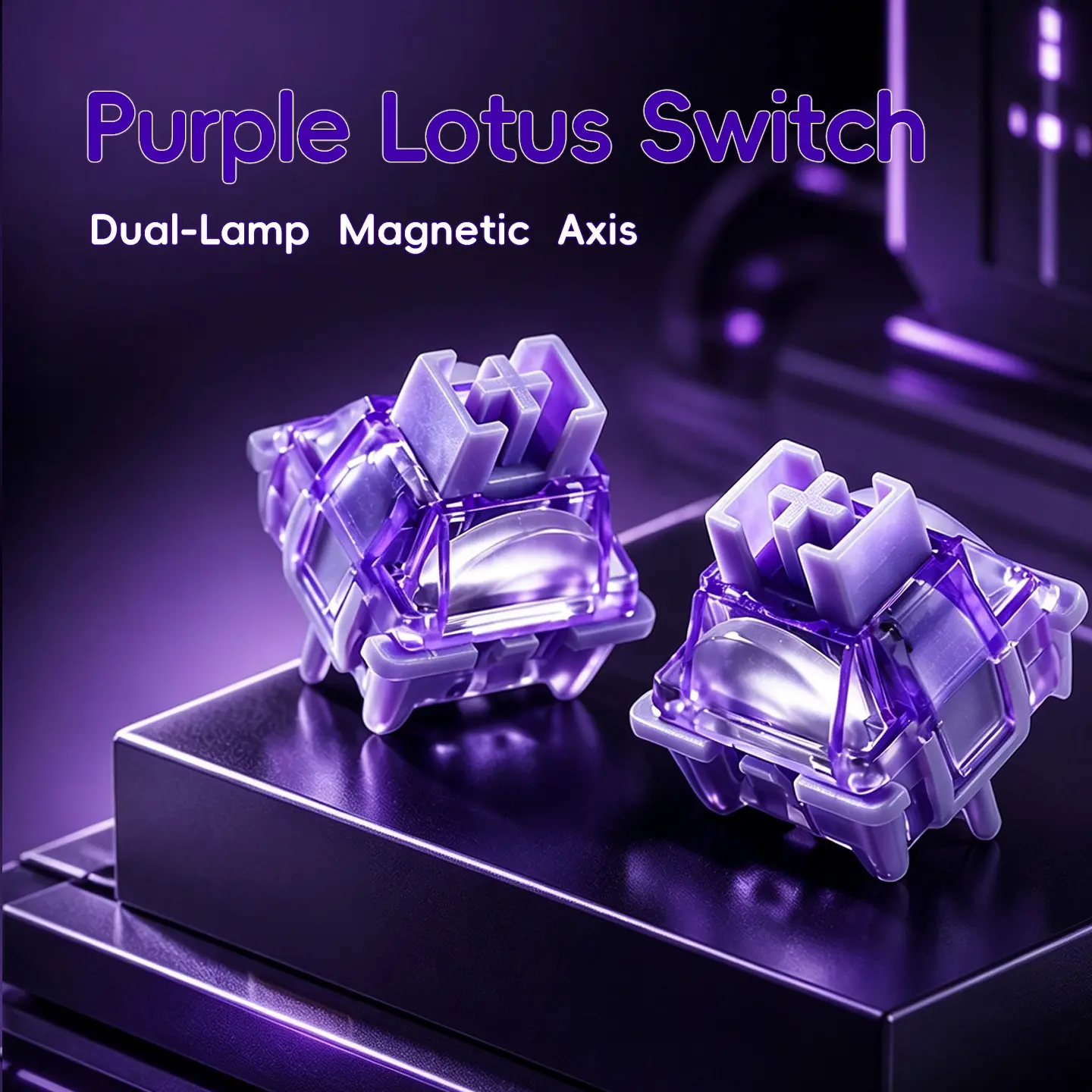 Purple Lotus Hall Effect Magnetic Switches - North & South Facing Compatible, Rapid Trigger Linear Purple Gaming Switches