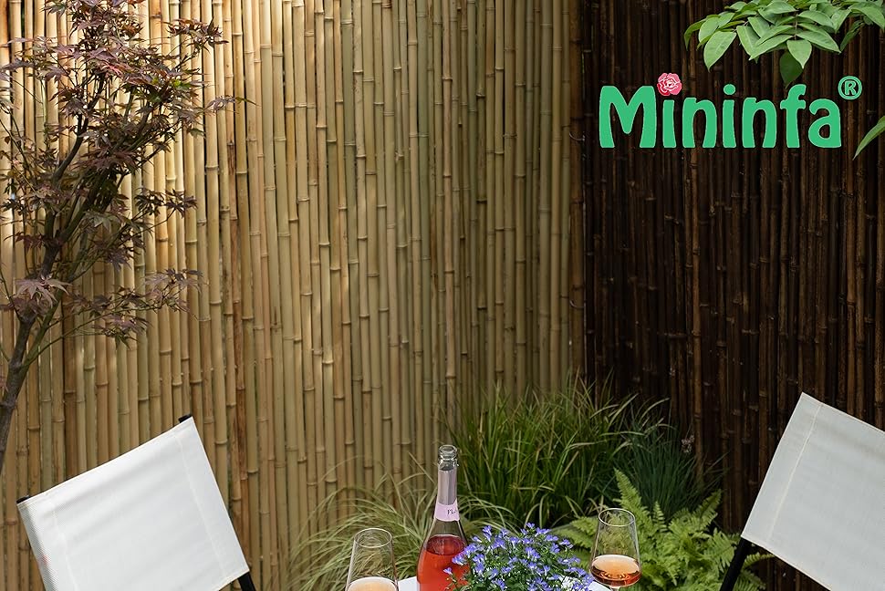 Natural Bamboo Slat Screening, Eco-Friendly Privacy Slat Fence, Bamboo Screen Panel Roll for Balcony or as Wind and Sight Protection (1.2m x 4m)